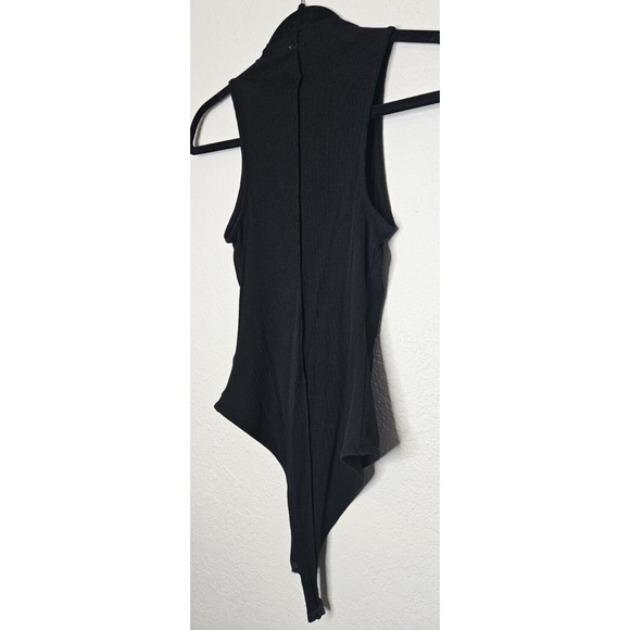 BP Womens Front Seam Bodysuit Small Black Ribbed Knit Sleeveless Funnel Neck Top - Picture 9 of 13